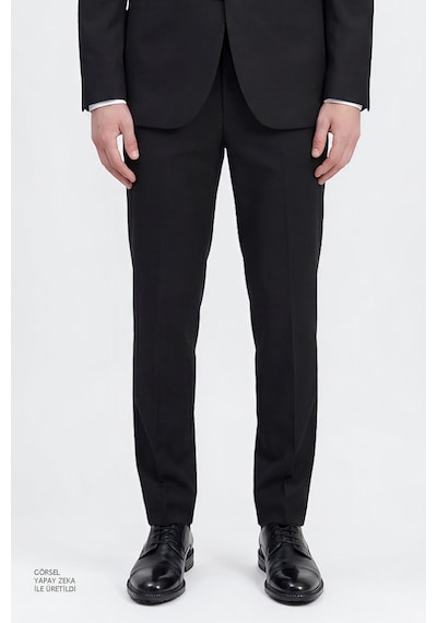 AC&Co / Altınyıldız Classics ERKEK SIYAH Ekstra Slim Fit Dar Kesim Kırlangıç Yaka Takım Elbise Siyah