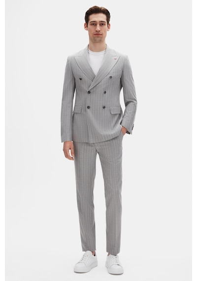 D's Damat Regular Fit Gri Çizgili Kruvaze Takim Elbise 4hf05ort01588 Gri