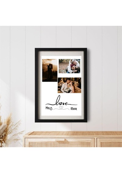 Sevgililere Özel 3 Kolaj Fotoğraflı Yapışkanlı Sök Tak Çerçeve 20x30cm