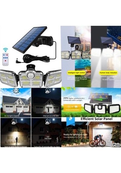 Zenviya21 Solar Panelli Uzaktan Kumandalı 122 Led Bahçe Aydınlatması Zenya785