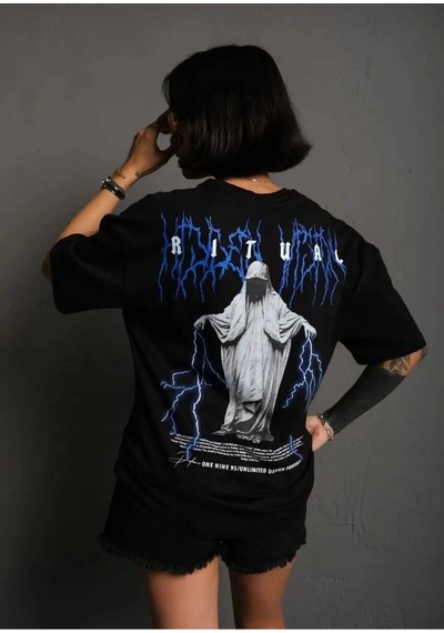 Noıssey Siyah Baskılı Oversize Unisex