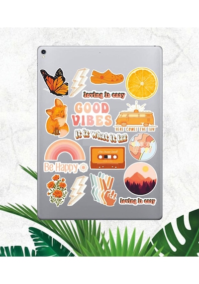 Turuncu Sticker Seti Laptop Ajanda Pc Tablet Telefon Defter Etiket Bullet Journal Diğer