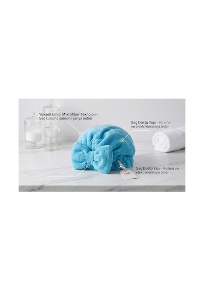 Prenses Peluş Mikrofiber Saç Kurulama Havlusu, Pratik Saç Bonesi - Duş, Makyaj Ve Bakım Saç Wrap Mavi