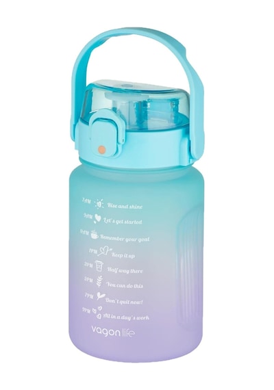 1000 Ml Pipetli/pipetsiz Kullanım Çift Renk Softtouch Motivasyon Matarası Sticker Hediyeli Mor