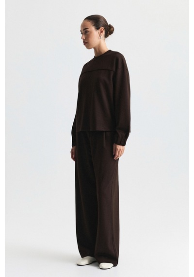 Antioch Bisiklet Yaka Sweatshirt Ve Jogger Pantolon Takım Kahve