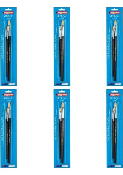 Bigpoint 358f Serisi Düz Kesik Fırça Seti 2-6-10 3'lü Blister 6'l