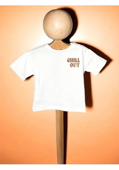 Çikoby Erkek Bebek Chill Out Yazılı Pamuklu T-shirt-15714 Beyaz