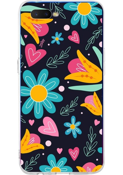 Oppo Rx17 Neo İle Uyumlu 1mm Slim Fit Retro Renkler 1 Baskılı Şeffaf Kılıf Şeffaf