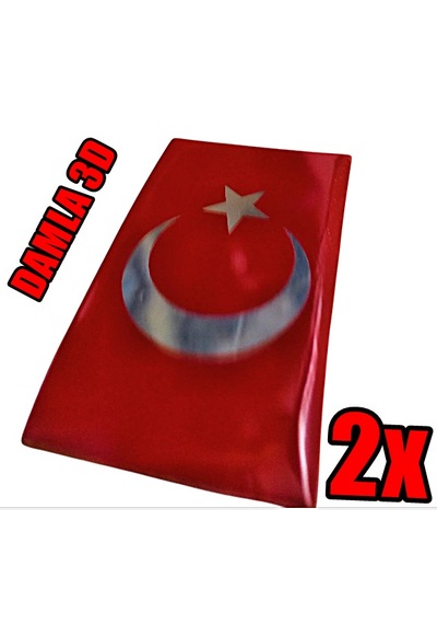 3d Damla Kabartmalı Türk Bayrağı Sticker Bayrak Arma 2 Adet 01 Etiket