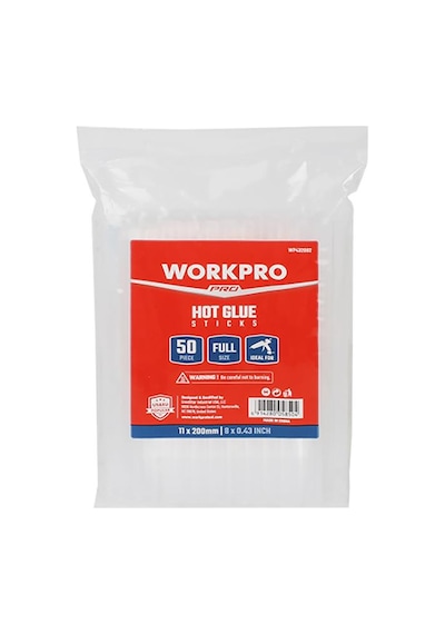 Workpro Wp432002 11x200mm Sıcak Silikon Tabancası İçin 50 Adet Şeffaf Yedek Silikon/mum