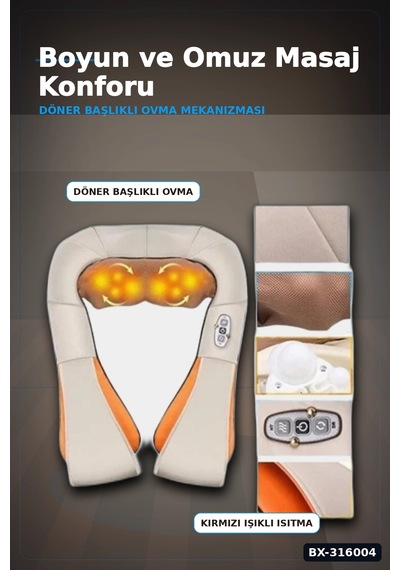 Isıtmalı Aleti Boyun Sırt Bel Omuz Yoğurmalı Cihazı Araç Ev Tipi Bx-316004