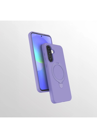 Samsung Uyumlu Galaxy A56 Kılıf M-safe Şarj Özellikli Standlı Zore Samara Kapak Lila