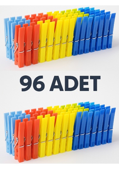 96 Adet Mandal Klasik Çamaşır Mandalı Plastik Güçlü Tutuş, Pratik Kullanım 25 Tr Diğer