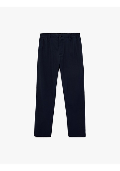 Koton Regular Fit Viskon Karışımlı Cepli Düğmeli Kumaş Pantolon Lacivert 6sam40019ıw