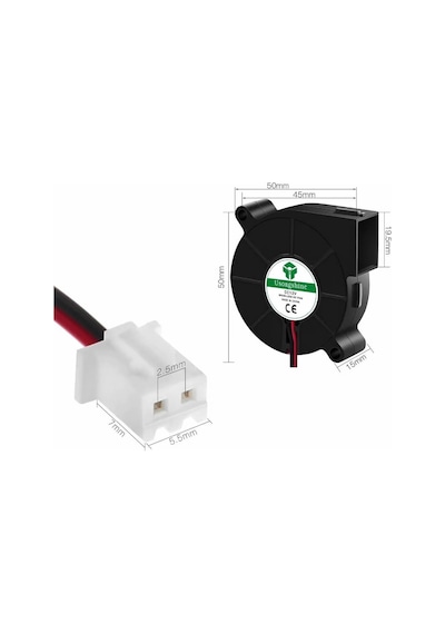 5015 12V DC Salyangoz Fan 12V 2-Pin 3D Yazıcı Soğutma Fanı Santrifüj Blower Fırçasız Fan
