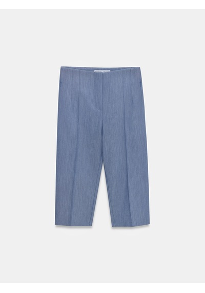 Dilvin 72649 Yırtmaçlı Kumaş Bermuda-indigo İndigo