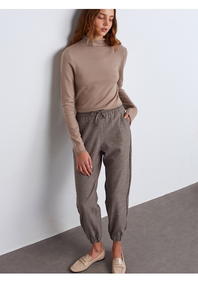 Dilvin 71608 Manşetli Jogger Pantolon Kahverengi Kahve