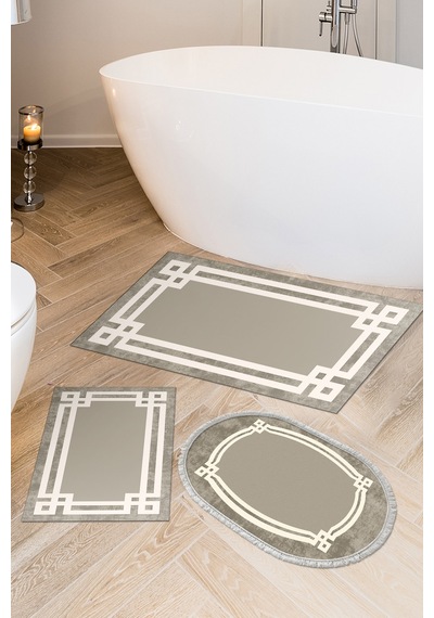 Eko Trend Djt 3 Lü Yıkanabilir Kaymaz Taban Banyo Paspas Seti 657m Modern Camel