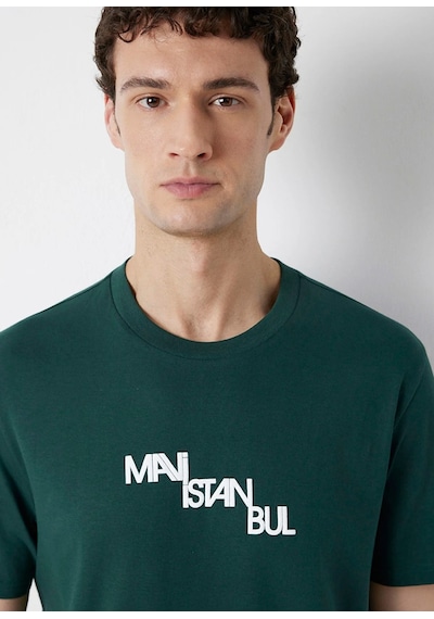 Mavi M0612274-85173 İstanbul Baskılı T-shirt Erkek Tişort Yeşil