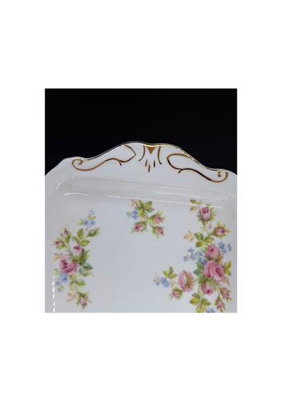 Moss Rose Kusursuz Antika Porselen Tepsi 30x18 Cm Pembe