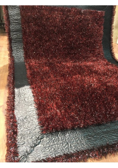 Saray Halı Simli Deri 125X180 Kırmızı Derili Simli Halı !