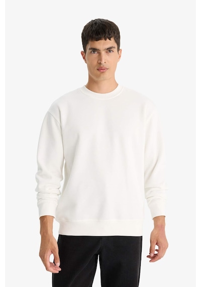 Defacto Relax Fit Bisiklet Yaka Kalın İçi Yumuşak Tüylü Basic Düz Sweatshirt T5139az25auwt32 Beyaz