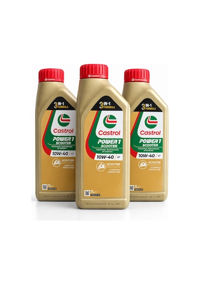 Castrol Power1 Scooter 4t 10w-40 Tam Sentetik Motor Yağı 1 Litre 3 Adet