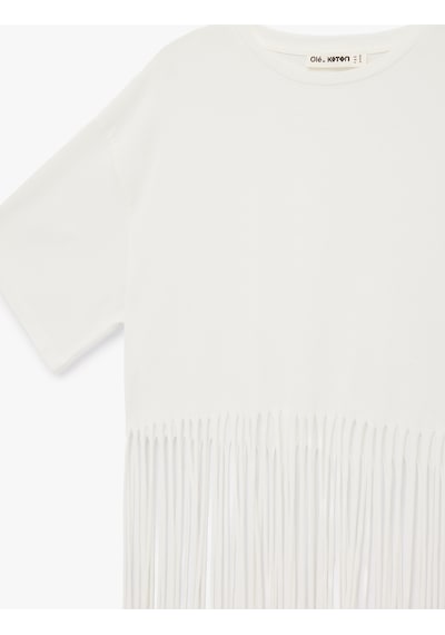Koton Pamuklu Püskül Detaylı Kısa Kollu Bisiklet Yaka Oversize Crop Tişört Ekru 6sal10037ık Ekru Koton Pamuklu Püskül Detaylı Kısa Kollu Bisiklet Yaka Oversize Crop Tişört Ekru 6sal10037ık Ekru