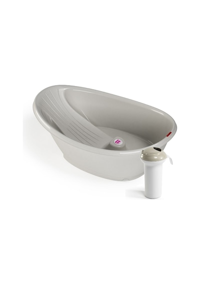 Okbaby Bebek Banyo Seti Bella Bebek Banyo Seti Dijital Termometreli Çift Yönlü Bebek Küveti & Splash Bebek Duşu A. Gri