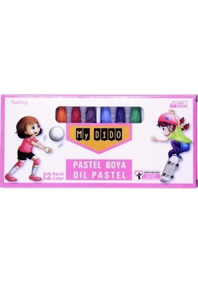 My Dido Pastel Boya Karton Kutu Köşeli 12 Renk Pembe Kapak