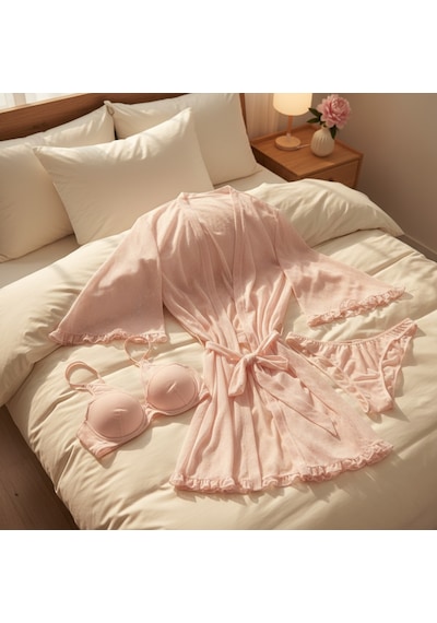 Bonbon Kadın Çeyizlik Ve Bohçalık Tül Transparan Mor Renk Sütyen, Slip Ve Sabahlık 3 Lü Paket Bb2685 Bonbon Kadın Çeyizlik Ve Bohçalık Tül Transparan Mor Renk Sütyen, Slip Ve Sabahlık 3 Lü Paket Bb2685