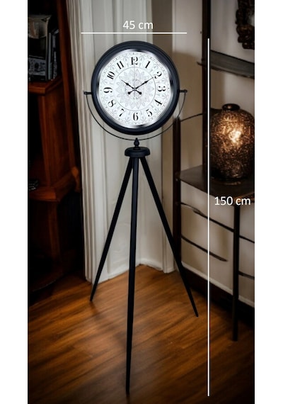 Siyah Desenli Şık Tripod Ayaklı Saat Çok Renkli