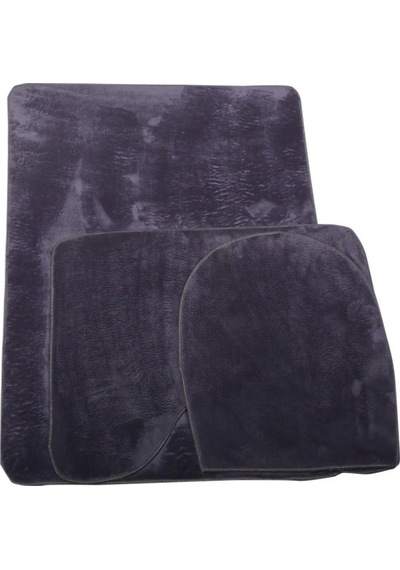 Bonny Home Unicolor Düz Gri 3lü Banyo Paspası Halısı Seti Kaymaz Krem