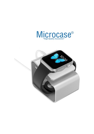 Apple Uyumlu  Watch Seri 5 44 Mm Için Alüminyum Şarj Standı - Gümüş