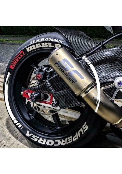 Pirelli Diablo Supercorsa Motosiklet Lastik Yazısı 2.5 Cm 16 Adet + Tutkal Bombtire Proseries