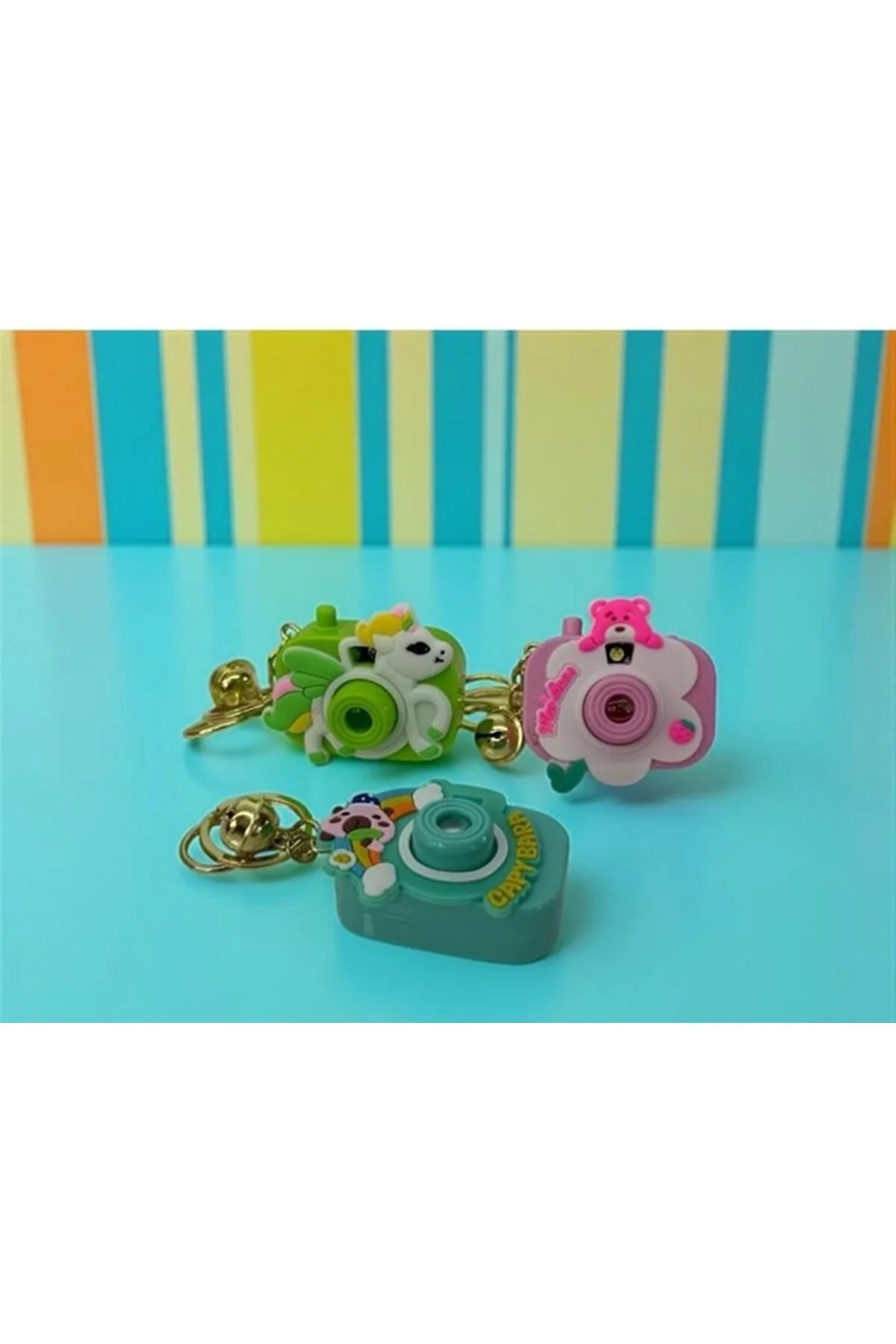 Projeksiyonlu Fotoğraf Makinesi Anahtarlık Işıklı Sanrio Karakterleri Asorti Çok Renkli