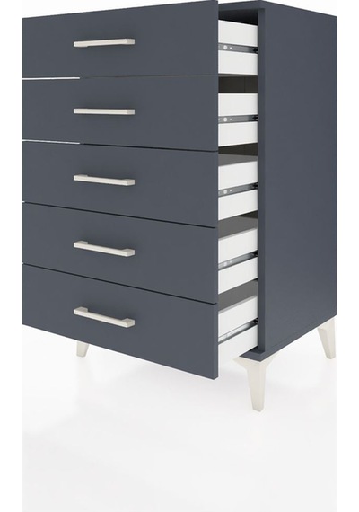 Hyperion Komodin 5 Çekmeceli 60x44x96 Antrasit-antrasit Antrasit