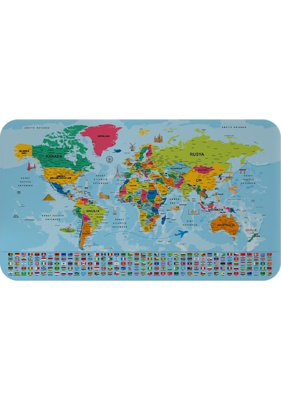 Ülke Bayraklı Dünya Haritası Sticker 100 X 65 Cm