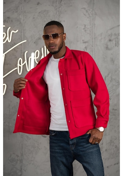 Çıt Çıt Kapamalı Regular Fit Torba Cepli Astarsız Erkek Spor Polar Gömlek 001