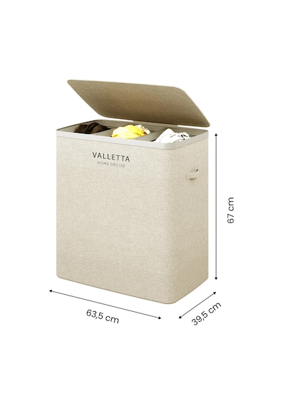 Paloma 120l Üç Yıkanabilir Bölmeli Katlanabilir Kumaş Kirli Çamaşır Sepeti Cappuccino Beige Xl