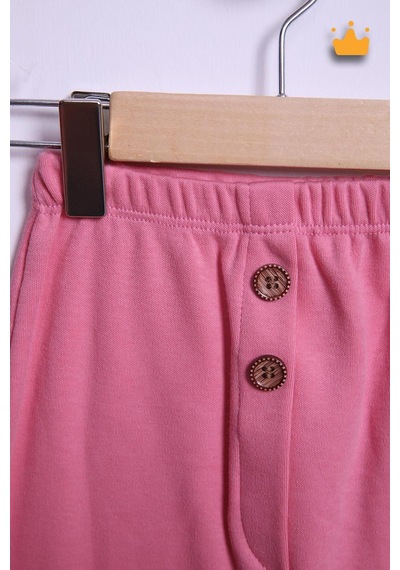Babyhola Pamuk Düğmeli Sweat Düğmeli Pantolon Takım 236311 Pembe