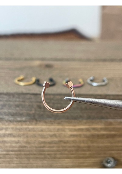 316 L Cerrahi Çelik Anti Alerjik Küp Modeli Halka Piercing 10mm X 1,2mm Rose