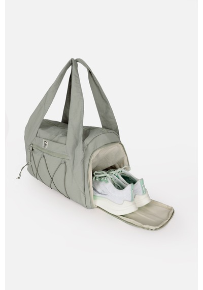 İcone Bag Kadın Spor Ve Yoga Çantası Çok Cepli, Ayakkabı Bölmeli, Lastik Detaylı, Fermuarlı Ön Cep Gri