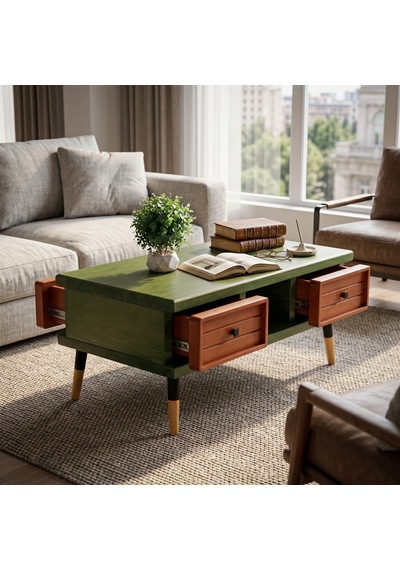Mobenta Stria Brew: Modern Doğal Masif Orta Sehpa, 4 Çekmeceli - 110x60 Ye-bk Yeşik-bakır Mobenta Stria Brew: Modern Doğal Masif Orta Sehpa, 4 Çekmeceli - 110x60 Ye-bk Yeşik-bakır