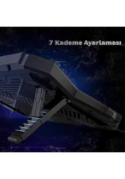 Rgb Işıklı 6 Fanlı 7 Kademeli Lcd Göstergeli Notebook Laptop Soğutucu Stand Coolcold 17 İnç Sessiz