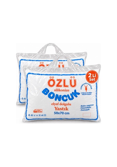 2li Set Dolgun Boncuk Silikon Yastık 2x900gr Beyaz