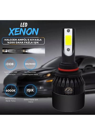Toyota Corolla E120 2004-2006 Kısa Far Uyumlu Şimşek Etkili Led Xenon Light Series H7