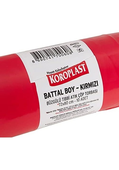Büzgülü Tıbbi Atık Poşeti Battal Boy 72x80 Cm, 10x10&apos Lu Sızdırmaz Yırtılmaz Profesyonel Çöp Poşeti, Geri Dönüştürülebilir Kolay Bağlanır Tıbbi Atık Torbası, Hastane Klinik Büzgülü Çöp Poşeti