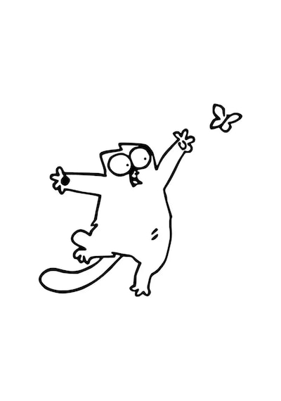 Kelebek Kovalayan Kedi Oto Özel Yeni Sticker Siyah 25 X 25 Cm