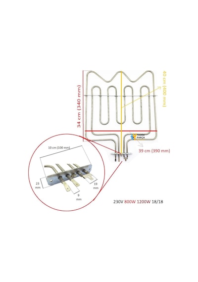Profilo Uyumlu Hg1503t Fırın Üst Rezistansı 00661413 800 W 1200w Ölçülere Dikkat Ediniz
